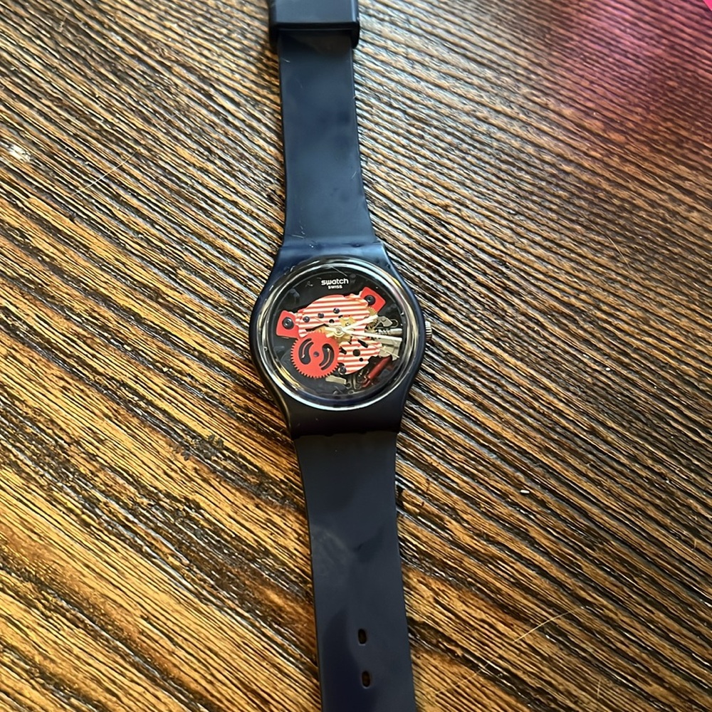 Swatch Swiss Black and Red Watch 2013 multi dial skeleton - Picture 3 of 3